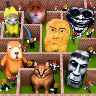 Thumbnail for 100 Players Meme Maze Game