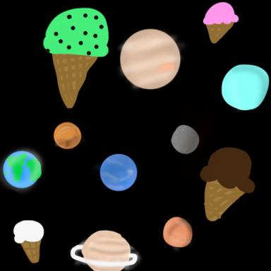 A game with planets and ice cream icon